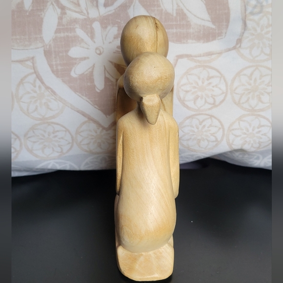 Hand Carved Wooden Abstract Couple Kissing - Picture 3 of 9